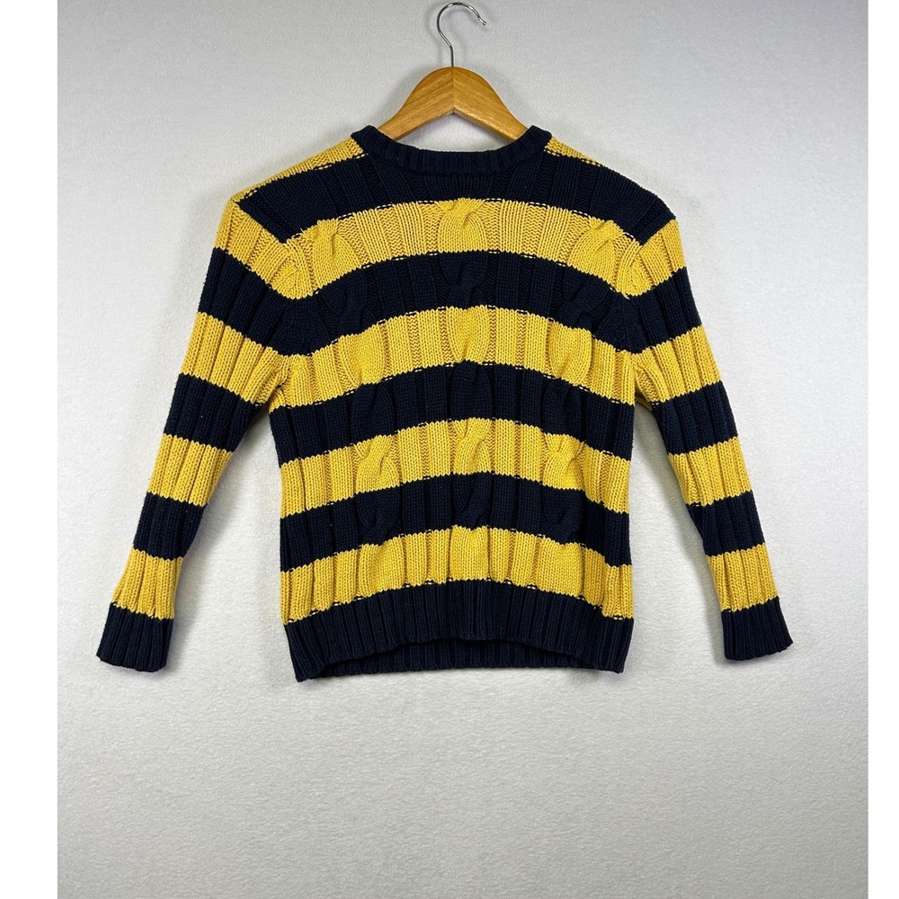 The Childrens Place Yellow Navy Striped Cable Knit Sweater Kids M 7 8